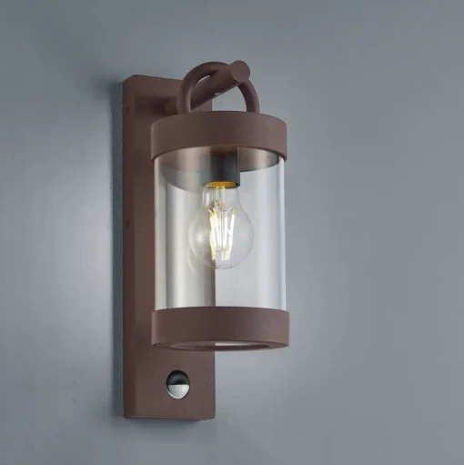Buitenwandlamp Sambesi, bewegingssensor, roest