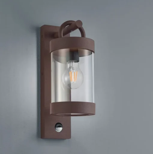 Buitenwandlamp Sambesi, bewegingssensor, roest