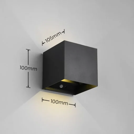 Buitenwandlamp Talent, zwart, breedte 10 cm Sensor