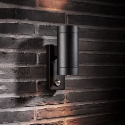 Buitenwandlamp Tin Maxi Double sensor, zwart