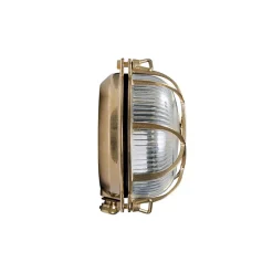 Buitenwandlamp Tortuga in messing, glas helder