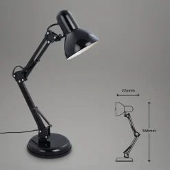 Bureaulamp Pixa, justeerbaar, E14, zwart