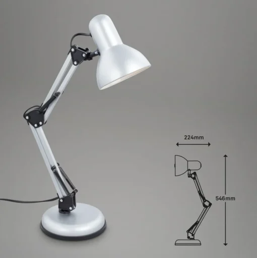Bureaulamp Pixa, justeerbaar, E14, wit