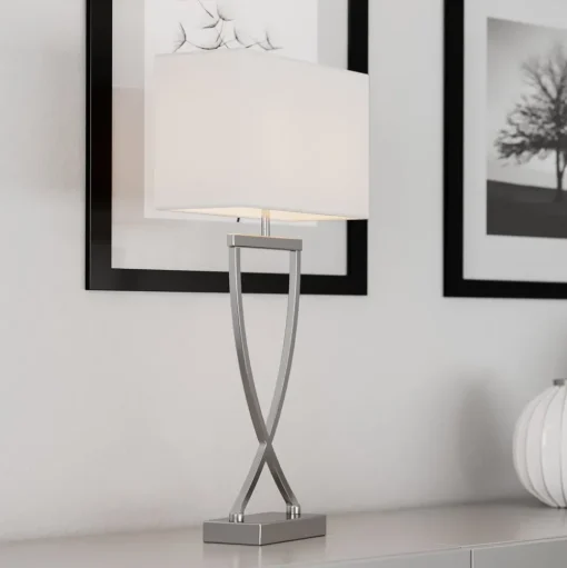 By Rydéns Omega tafellamp chroom/wit hoogte 52cm