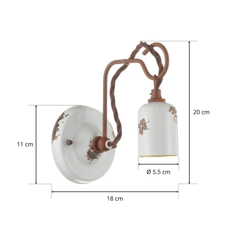 C665 wandlamp in vintage stijl wit