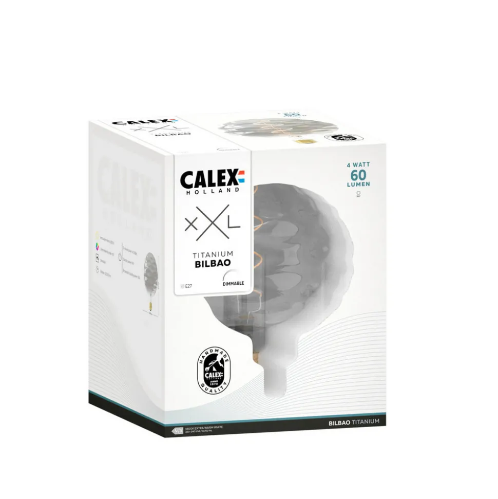 Calex Bilbao LED lamp E27 4W dim 1.800 K titaan