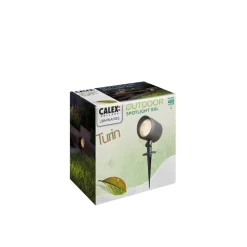 Calex buitenspot, grondspies, stekker, zwart, 2.700 K