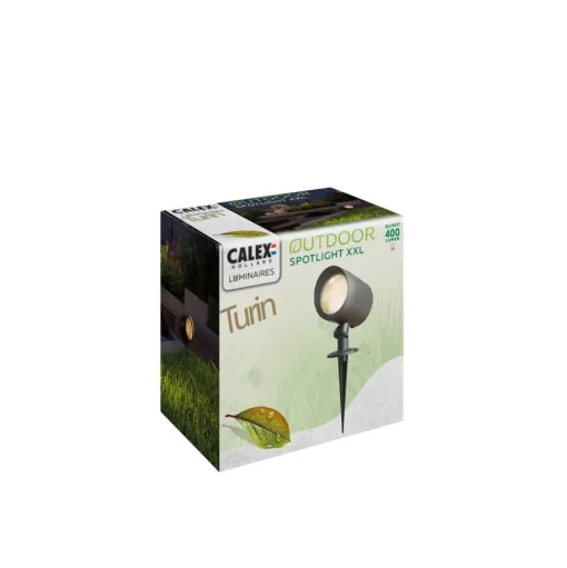 Calex buitenspot, grondspies, stekker, zwart, 2.700 K