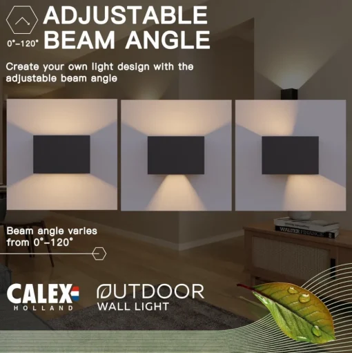 Calex buitenwandlamp Rechthoek Up, hoogte 10cm, zwart