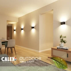 Calex buitenwandlamp Rechthoek Up, hoogte 10cm, zwart