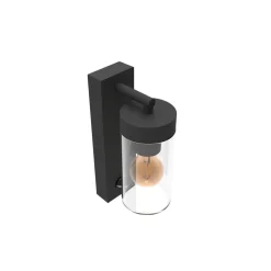 Calex buitenwandlamp, roestvrij staal, fitting onderaan, zwart
