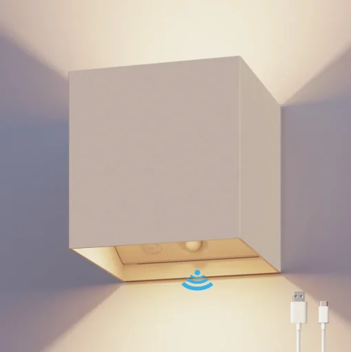 Calex LED accu sensor buiten wandlamp Volterra, zand, IP44