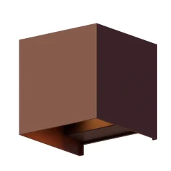 Calex LED buitenwandlamp Cub, Up, hoogte 10cm, roestbruin