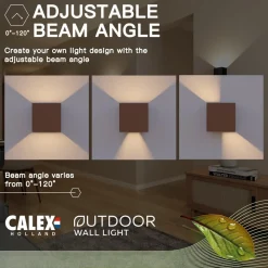 Calex LED buitenwandlamp Cub, Up, hoogte 10cm, roestbruin
