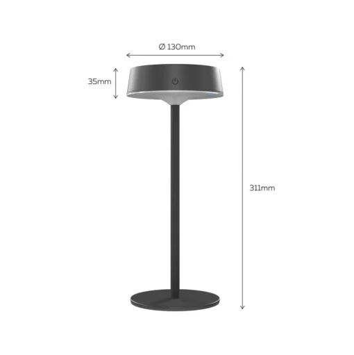 Calex LED tafellamp op zonne-energie met accu Parma, dimbaar, zwart