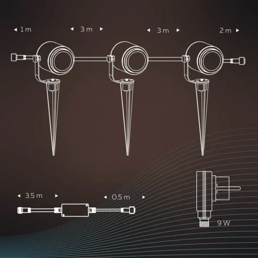 Calex Smart Buitenspot, grondspies, set van 3