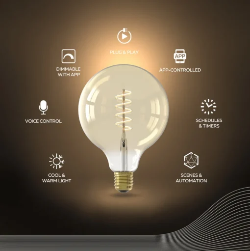 Calex Smart LED E27 7W G125 1800 - 3000 K Gloeidraad 2-pack
