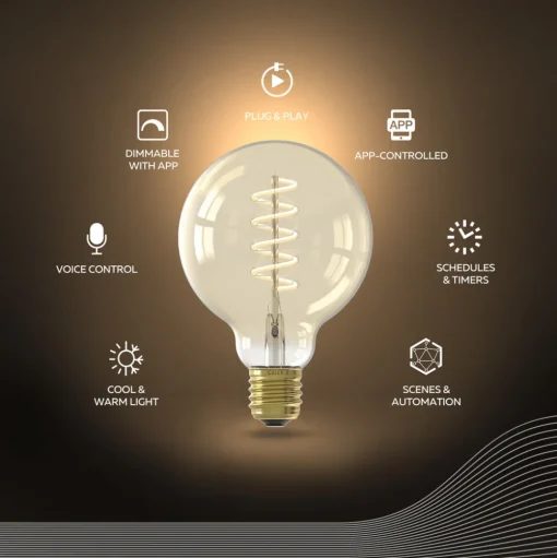 Calex Smart LED E27 7W G95 1800 - 3000 K Gloeilamp 2-pack