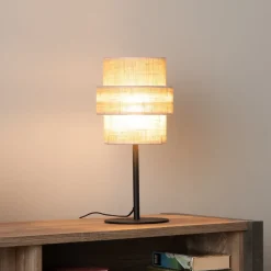 Calisto tafellamp, Jute, naturel bruin, hoogte 38 cm