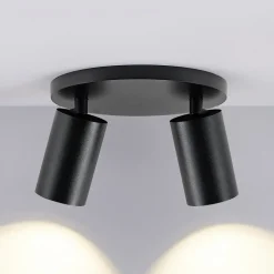 CAN TILT plafondspot, zwart, Ø 20 cm, 2-lamps metaal GU10