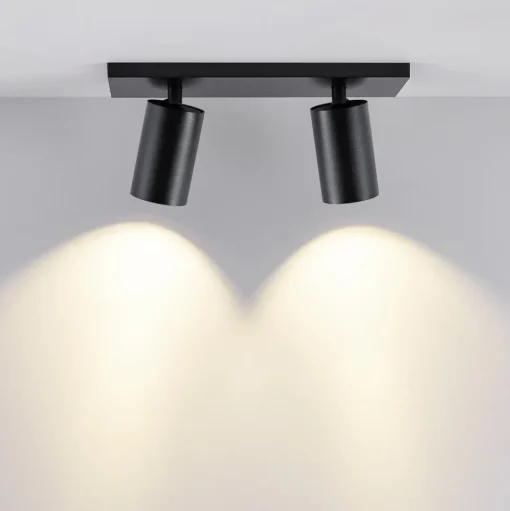 CAN TILT plafondspot, zwart, 31 x 9 cm, 2-lamps, metaal GU10