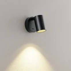 CAN TILT wandspot, zwart, Ø 10 cm metaal GU10 schakelaar