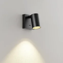 CAN TILT wandspot, zwart, 10 x 10 cm, metalen GU10 schakelaar
