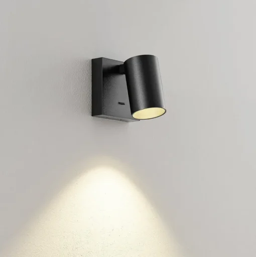 CAN TILT wandspot, zwart, 10 x 10 cm, metalen GU10 schakelaar
