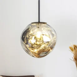 Canopus hanglamp, zilverkleurig, Ø 28 cm, glas, E27