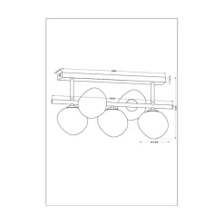 Canopus plafondlamp, meerkleurig, 5-lamps, glas, E14