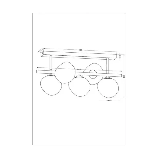 Canopus plafondlamp, meerkleurig, 5-lamps, glas, E14