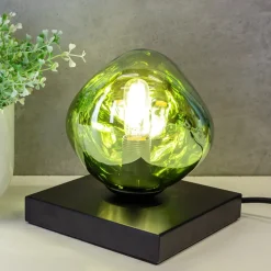 Canopus tafellamp, groen, Ø 15 cm, glas, 1 x E14