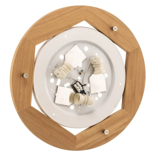 Canvas plafondlamp, beige, eikenhout, Ø 48 cm, E27