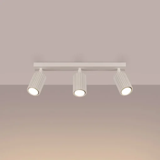 Carbon plafondspot, beige, lengte 45 cm, aluminium, 3-lamps.