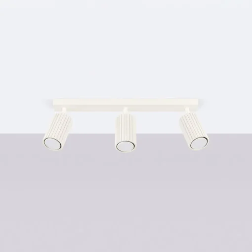 Carbon plafondspot, beige, lengte 45 cm, aluminium, 3-lamps.