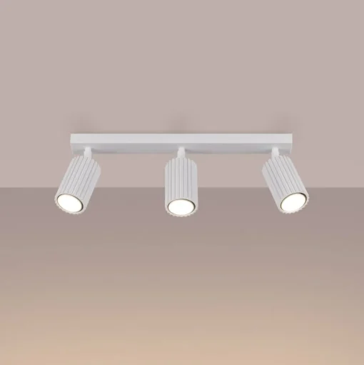 Carbon plafondspot, wit, lengte 45 cm, aluminium, 3-lamps.