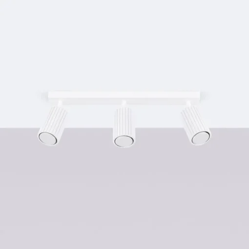 Carbon plafondspot, wit, lengte 45 cm, aluminium, 3-lamps.