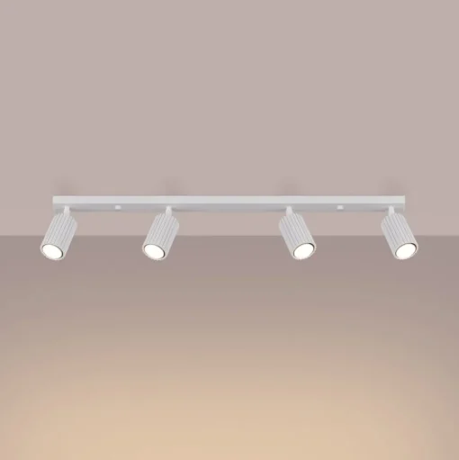 Carbon plafondspot, wit, lengte 81 cm, aluminium, 4-lamps.