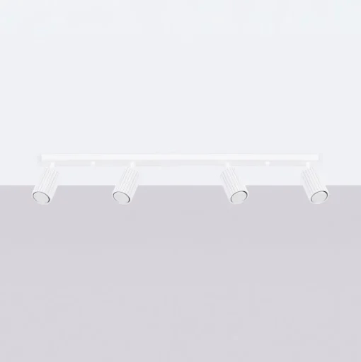 Carbon plafondspot, wit, lengte 81 cm, aluminium, 4-lamps.