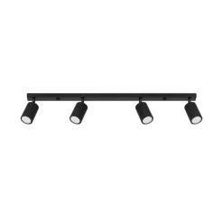 Carbon plafondspot, zwart, lengte 81 cm, aluminium, 4-lamps.