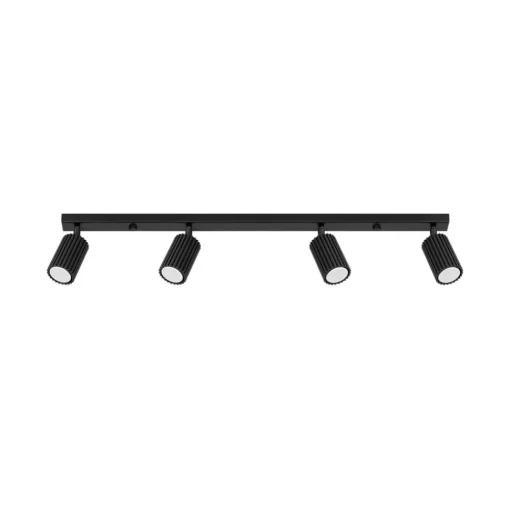 Carbon plafondspot, zwart, lengte 81 cm, aluminium, 4-lamps.