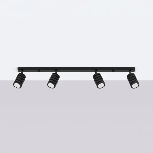 Carbon plafondspot, zwart, lengte 81 cm, aluminium, 4-lamps.