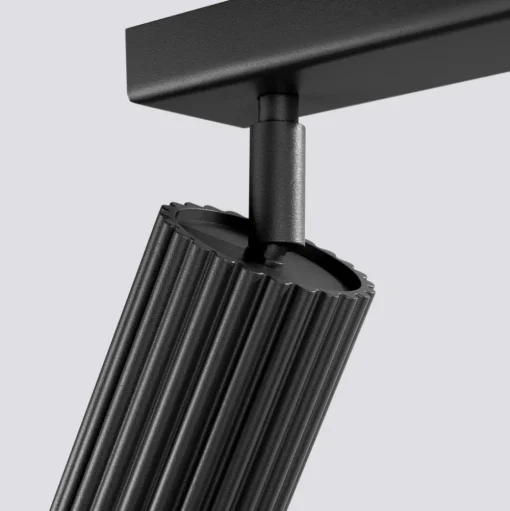 Carbon plafondspot, zwart, lengte 81 cm, aluminium, 4-lamps.