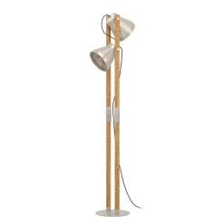 Cawton vloerlamp, hoogte 134,5 cm, staal/bruin, 2-lamps staal