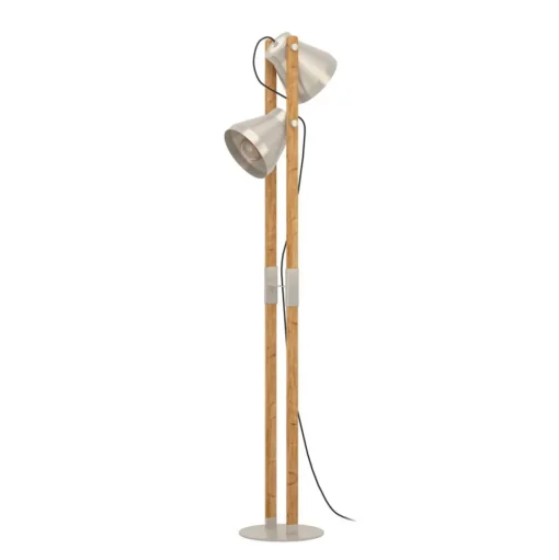 Cawton vloerlamp, hoogte 134,5 cm, staal/bruin, 2-lamps staal