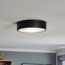 Cleo 300 plafondlamp, zwart, sensor, IP20, Ø 30 cm, metaal