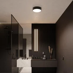 Cleo plafondlamp, Ø 50 cm, IP54, zwart, metaal, E27