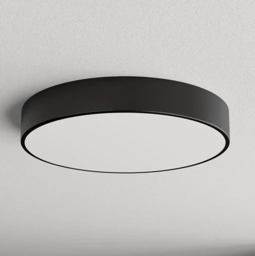 Cleo plafondlamp, Ø 50 cm, IP54, zwart, metaal, E27