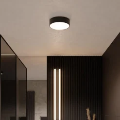 Cleo plafondlamp, Ø 20 cm, IP54, zwart, metaal, E27