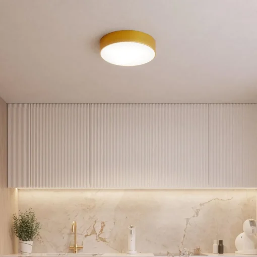 Cleo plafondlamp, Ø 50 cm, IP54, goudkleurig, metaal, E27